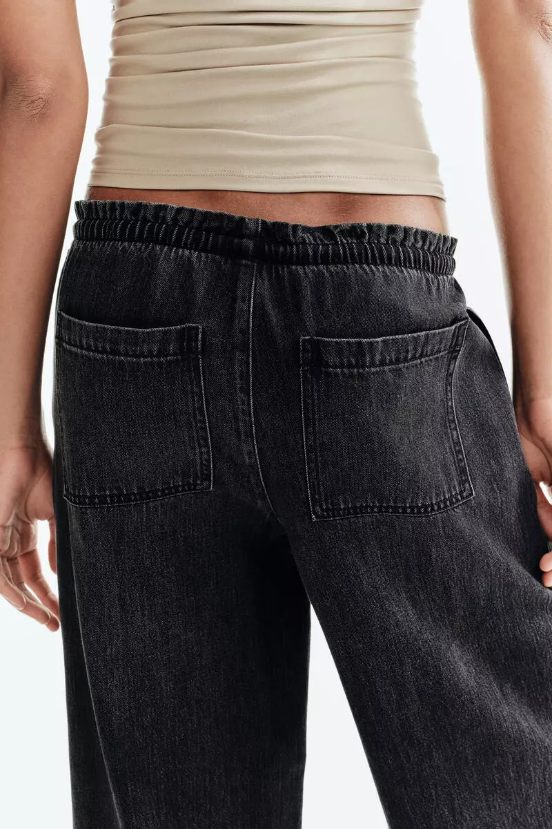 Denim pull-on trousers