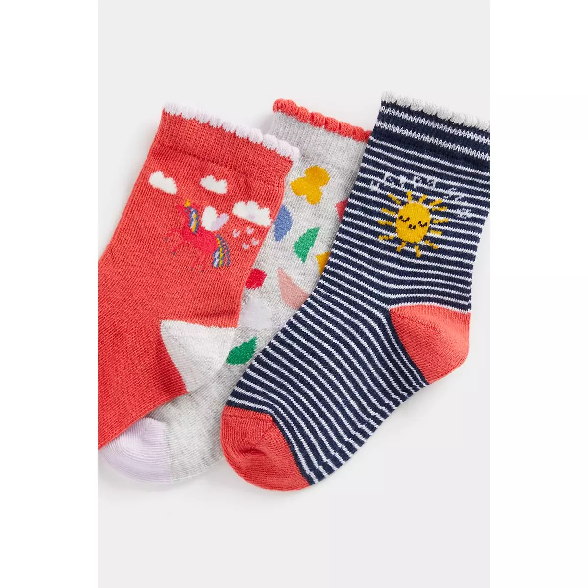 Mothercare Happy Sun Socks - 3 Pack - Set Kaos Kaki Anak Perempuan (Multi)