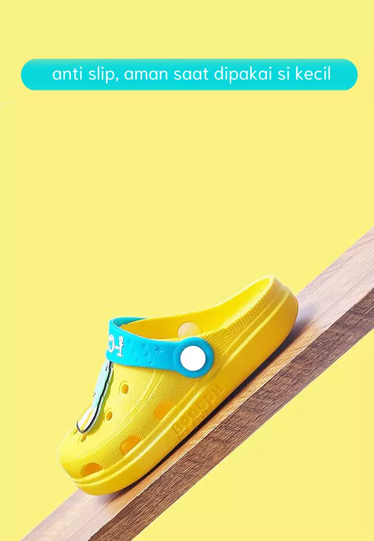 Wakakids Sandal Anak Perempuan Slippers Karet Non Slip Model Baim Tali Belakang Karakter Unicorn Biru Venhs