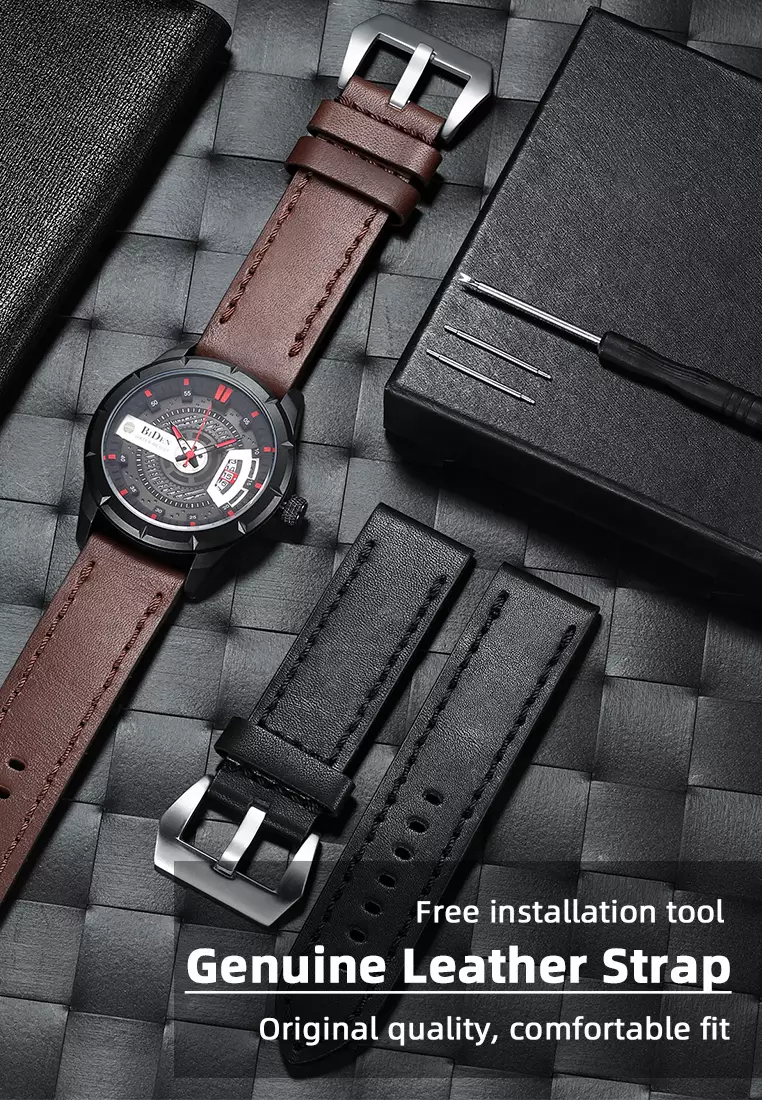 Tali Kulit Asli Jam Tangan Leather Strap 24mm cokelat