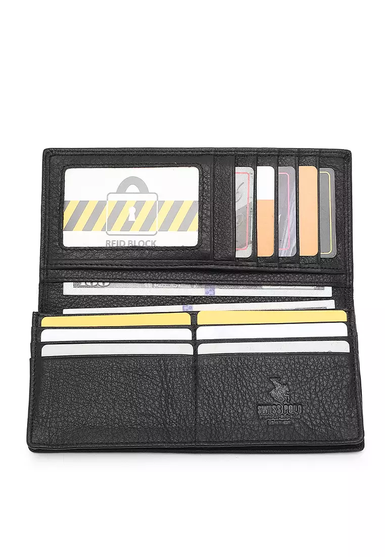 Genuine Leather RFID Long Wallet (Dompet Panjang Kulit Asli RFID Pria) - Hitam