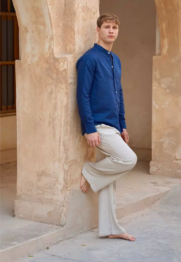 Pablo Celana Panjang Linen Pria Cream | Linen Baggy Pants Men Cream