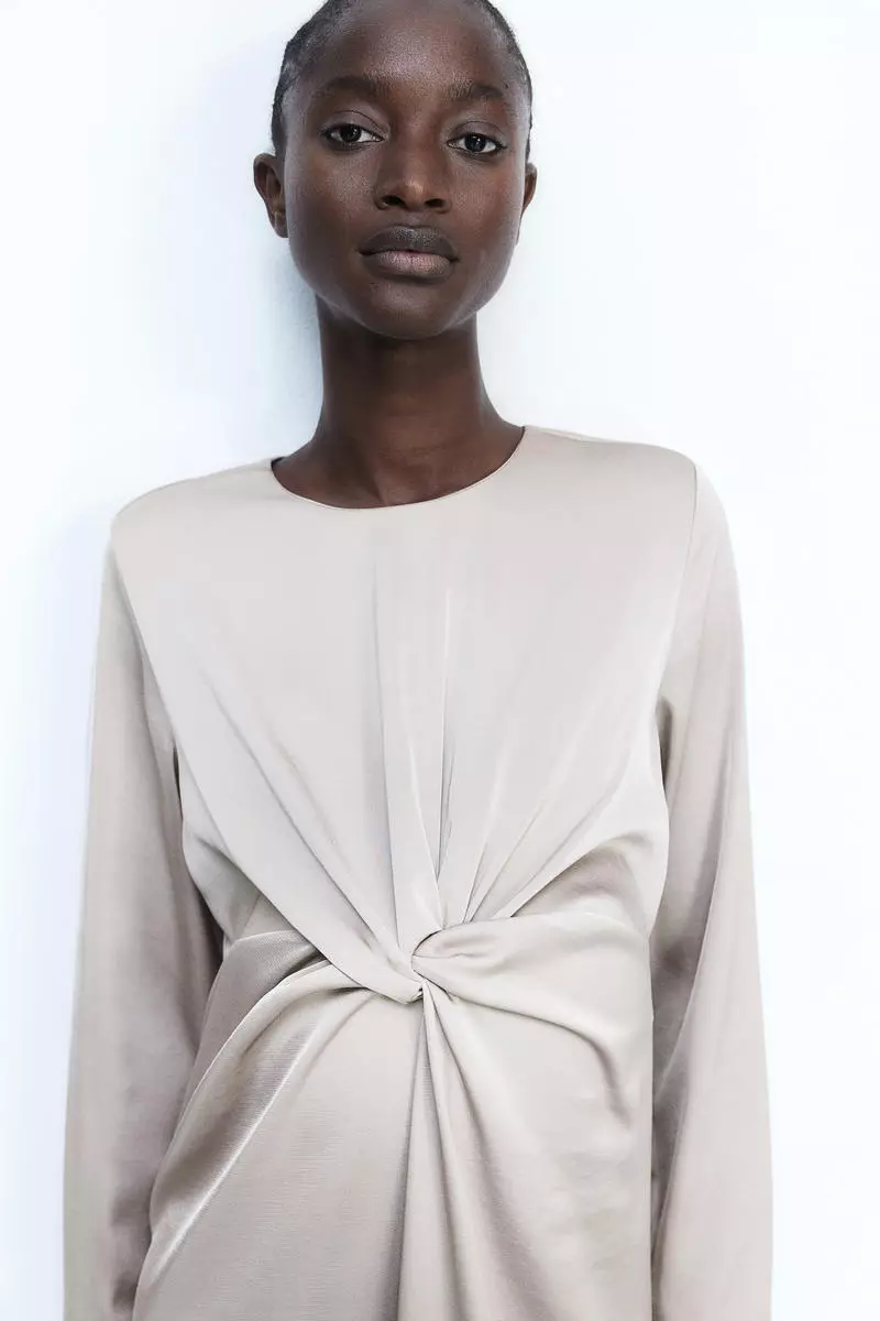 MAMA Draped knot-detail satin dress
