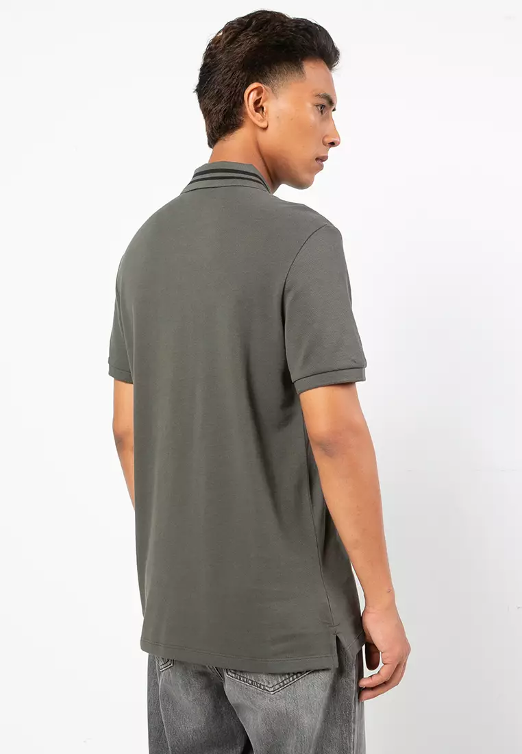 Monogram Pique Tipped Polo Shirt