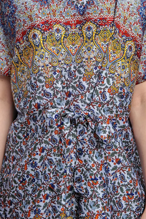 MINIMAL - Humaira - Kaftan V Neck Motif Etnik - Navy Warna Navy