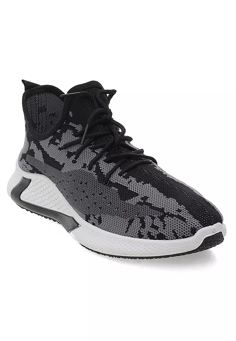 Chayton Sepatu Olahraga Pria Sneakers Abstract Motive Casual Sport Shoes Material Flyknit Mesh ORIGINAL - Black