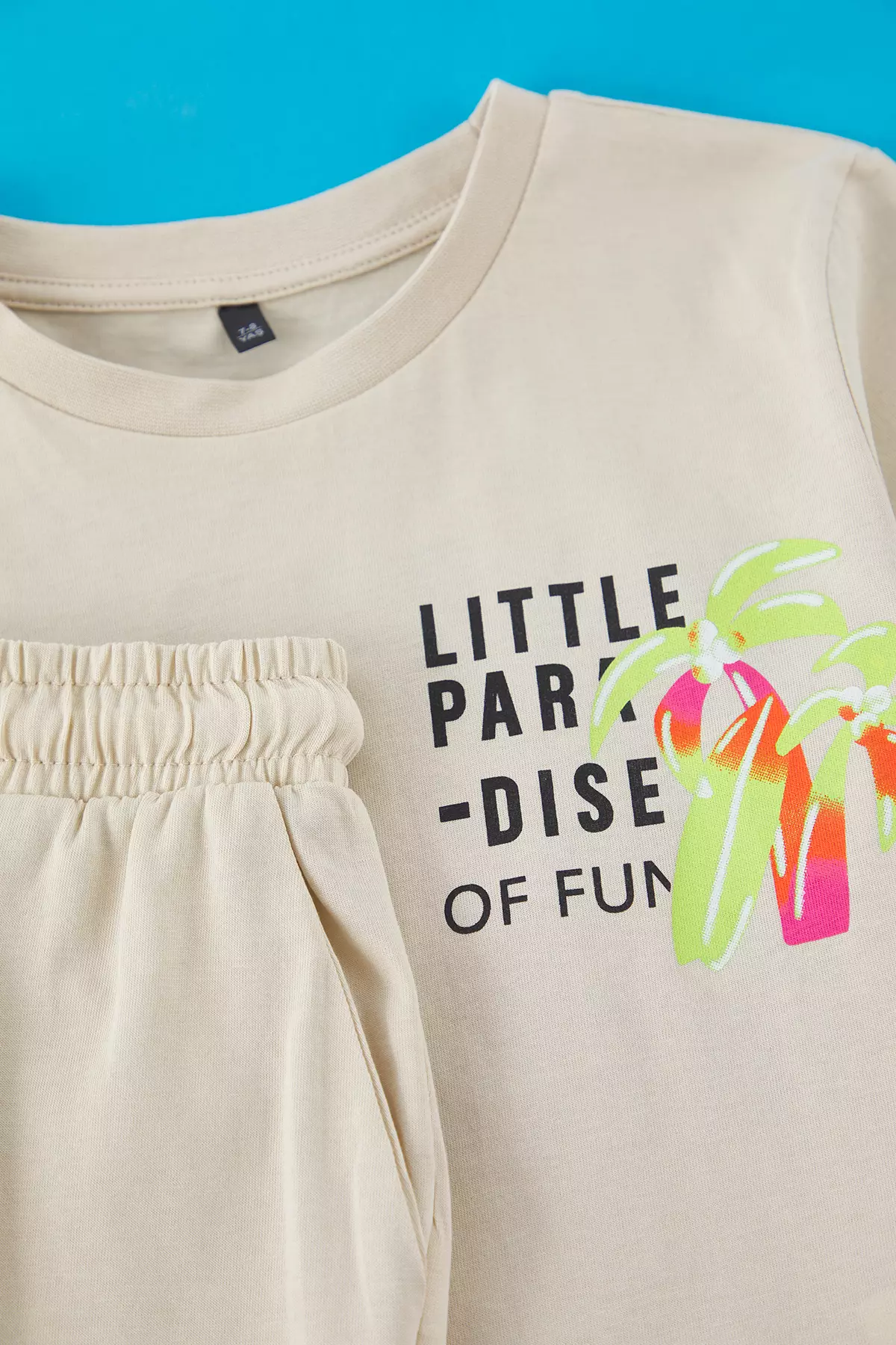 Stone Boy Printed Children's 100% Cotton Tropical Printed Knitted T-Shirt Shorts Bottom-Top Set Tkdss24Au00005