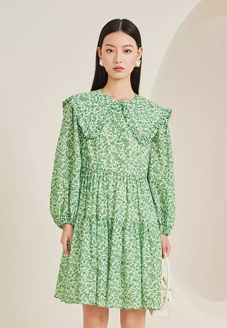 Long Sleeve Chiffon Collar Blouse with Front Ribbon Tie