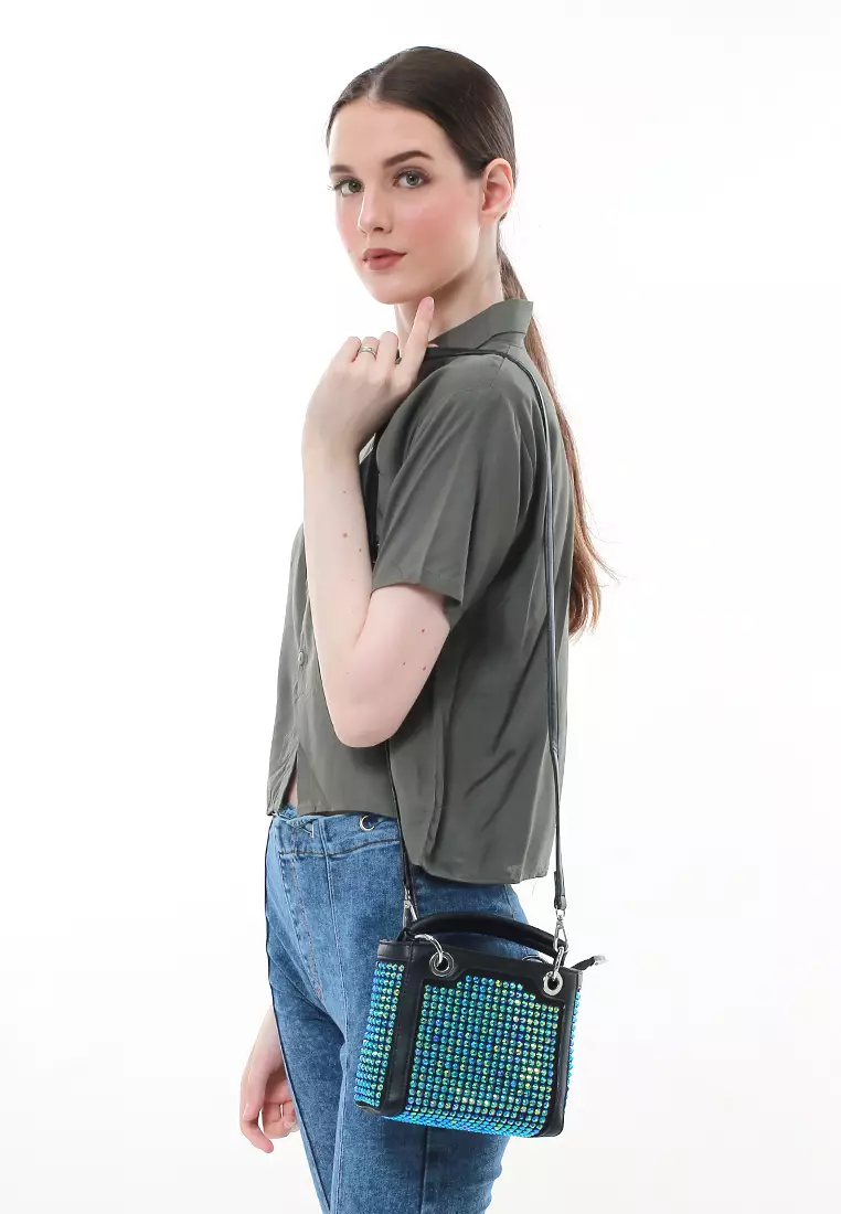 Eilaria Tas Selempang Fashion Wanita Shoulder Bag Desain Unik Material Leather ORIGINAL - Green