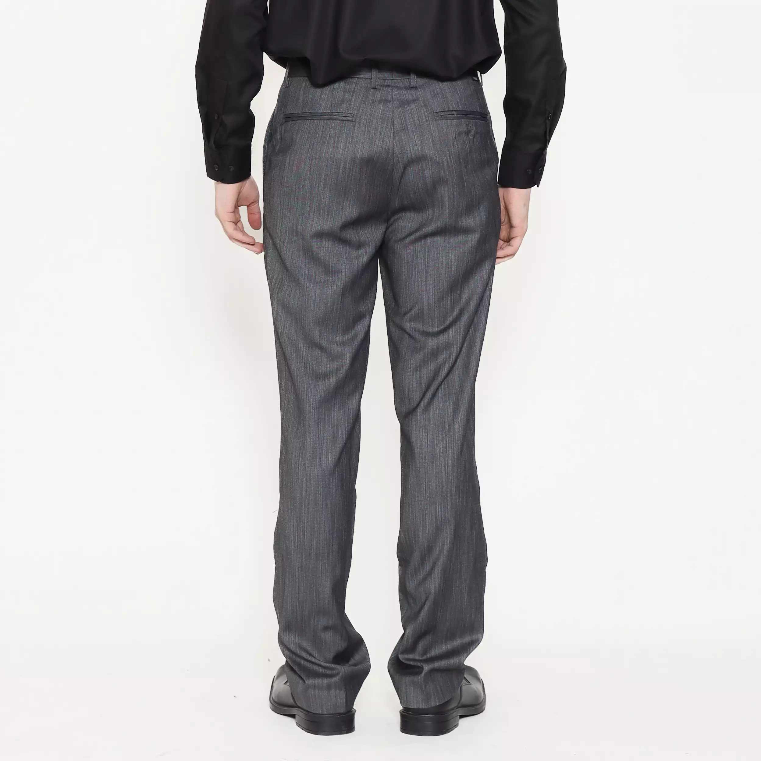 Schoeller Celana Pria Baldwin Abu Tua – Regular Fit – Motif Pinstripe Bahan Viscose