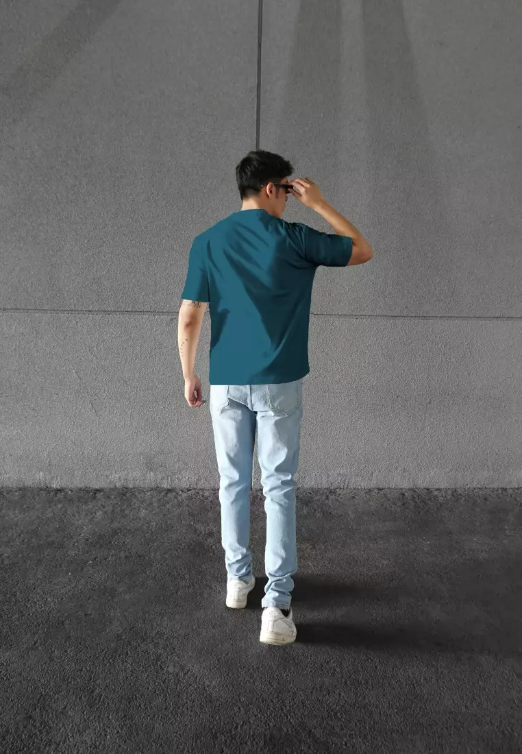 Kale Evan Dark Tosca / Cotton Cloudy / Kaos Boxy Fit / Kaos Korea / Atasan Kaos Pria / Kaos Basic Pria