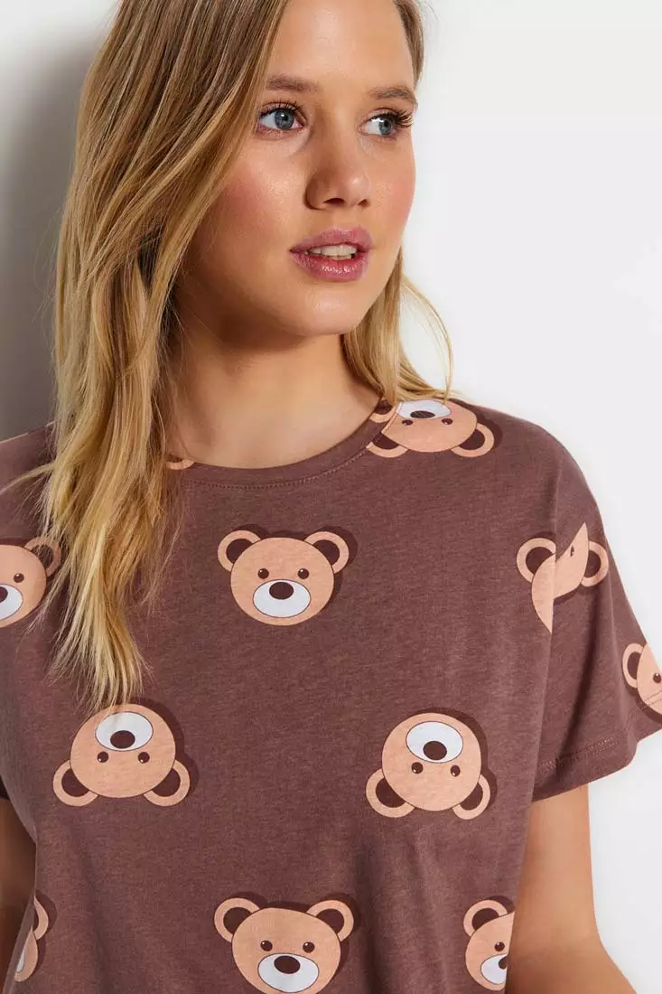 Teddy Bears Printed T-Shirt and Shorts Pajama Set