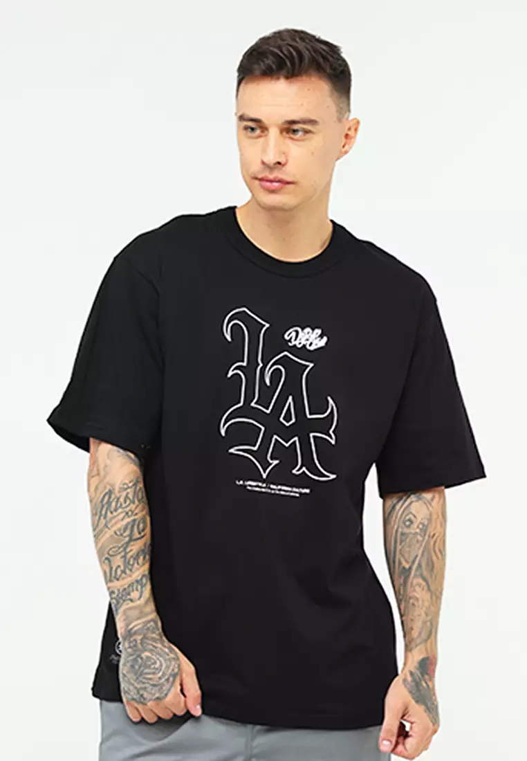Men's Graphic Print Black Short Sleeves Round Neck Relaxed Fit T-Shirt main image 0