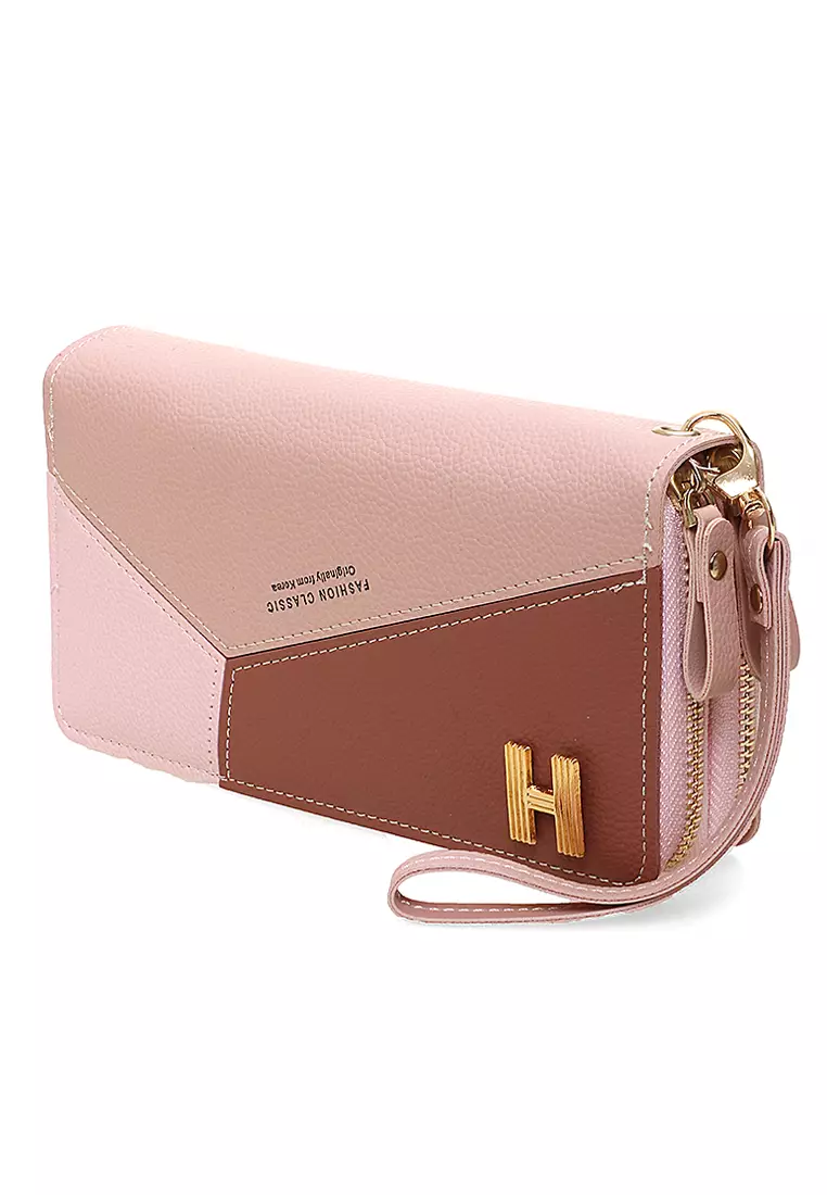 Dive Dompet Panjang Wanita Three Tone Wallet Many Slot Material Leather Kulit ORIGINAL - Pink