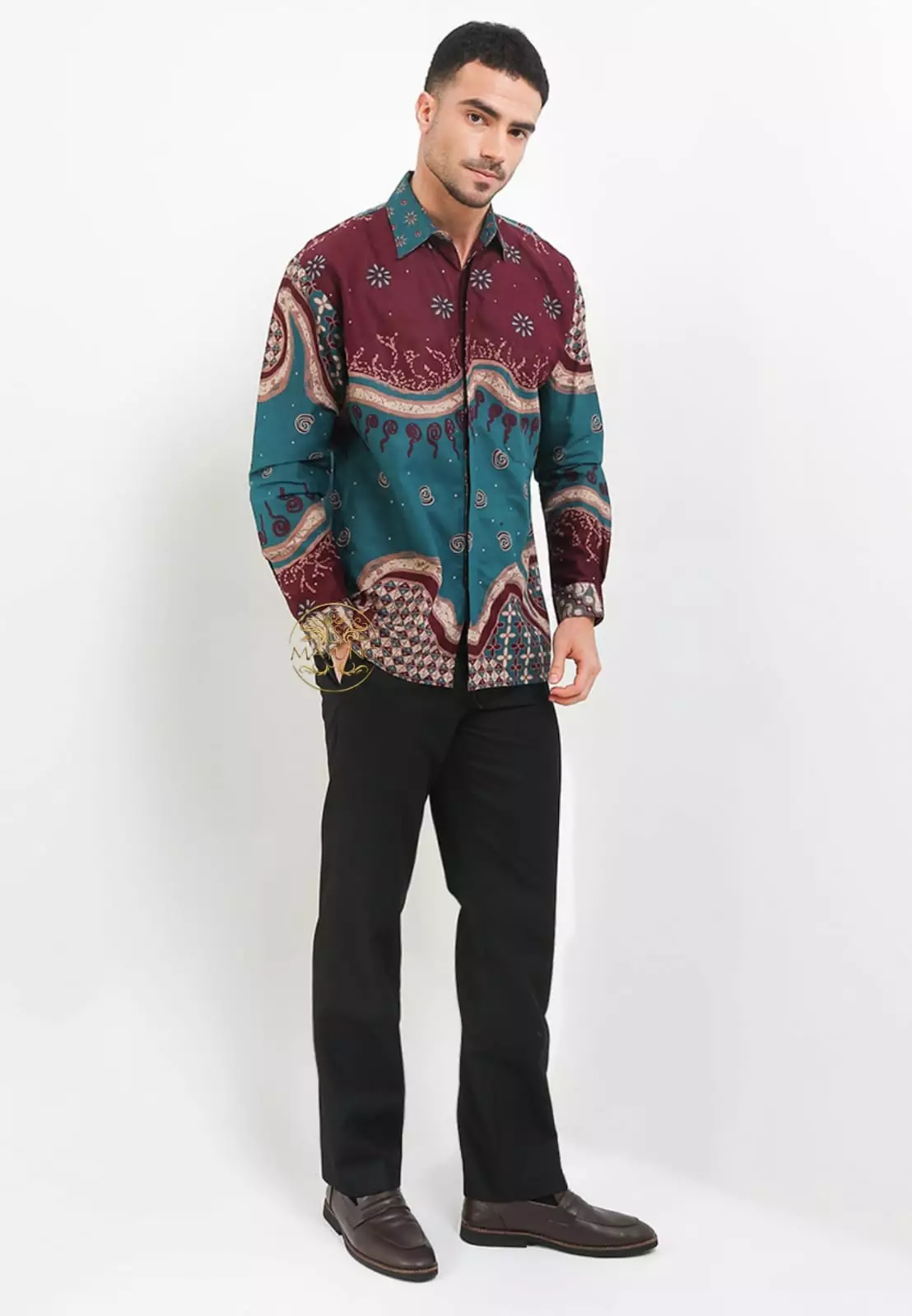 Daguis Burgundy Kemeja Batik Pria Premium Lengan Panjang NLN