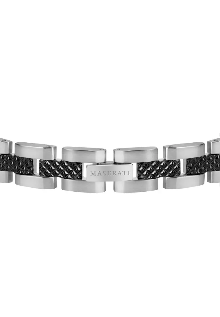 Maserati Jewels 210mm Men's Stainless Steel Bracelet, Black, JM419ASC01 (Adjustable)