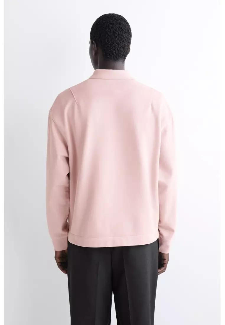 WASHED-COTTON POLO SWEATSHIRT