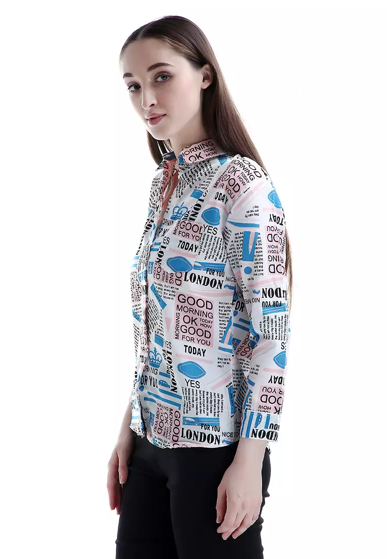 Avery Kemeja Atasan Wanita Design Stylish Long Sleeves Shirt - Pink