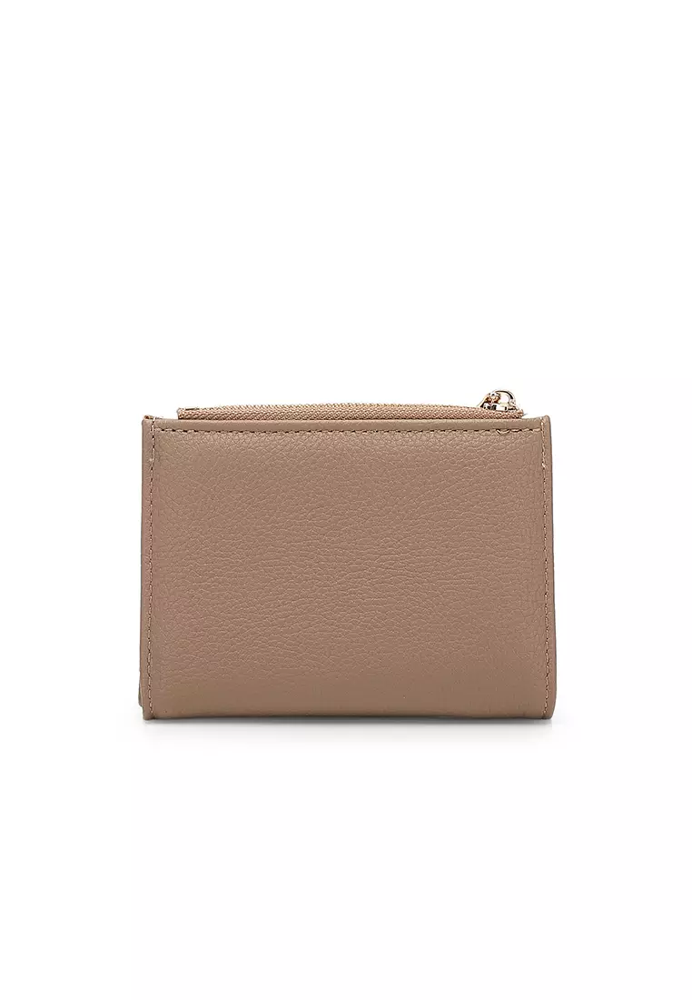 Women's 2 in 1 Purse/Wallet With Coin Compartment (Dompet Wanita 2 in 1 dengan Kompartmen Koin) - Krem Gelap