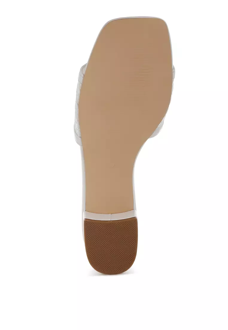 Slip-On Low Block Heels in White