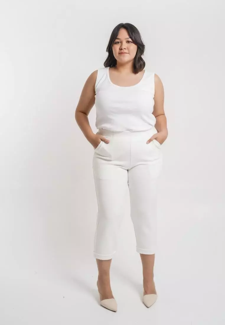 Plus Size Pants Jammie White
