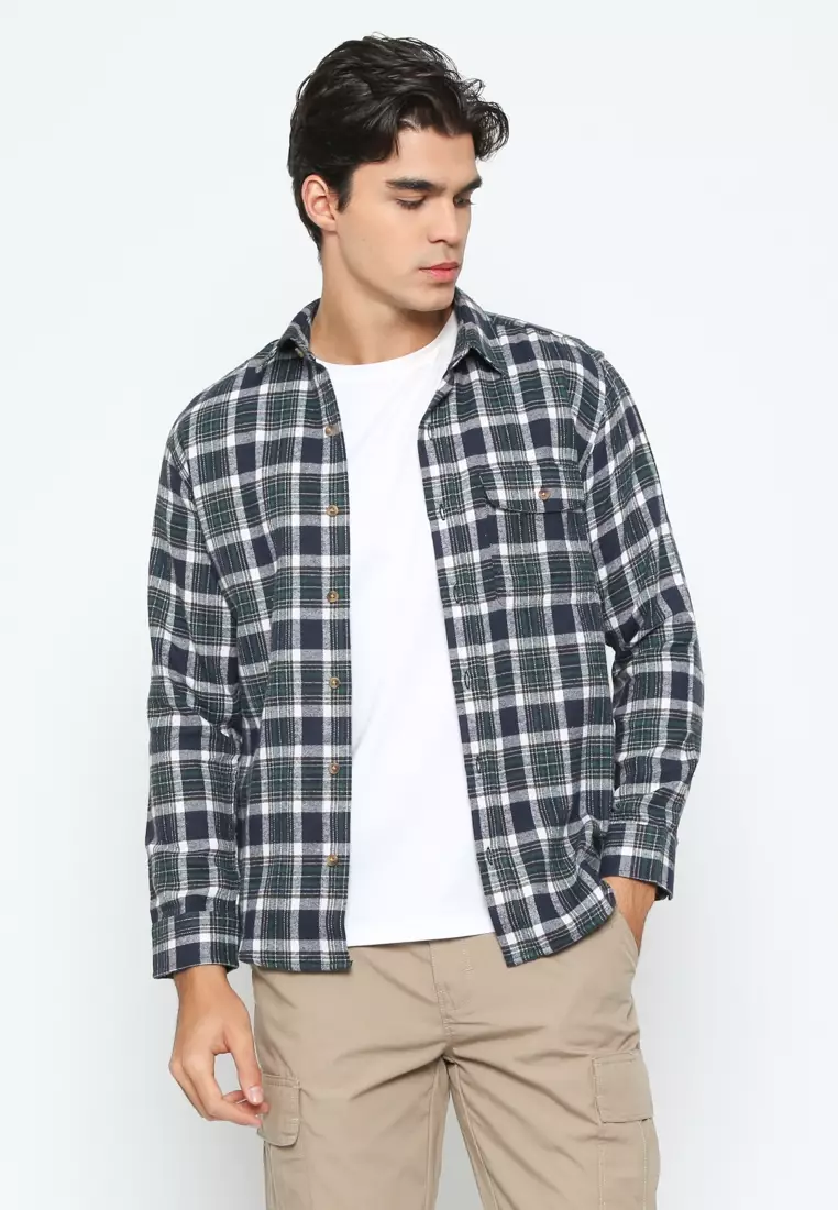 ANCELLM WOOL FLANNEL SHIRT(NAVY)