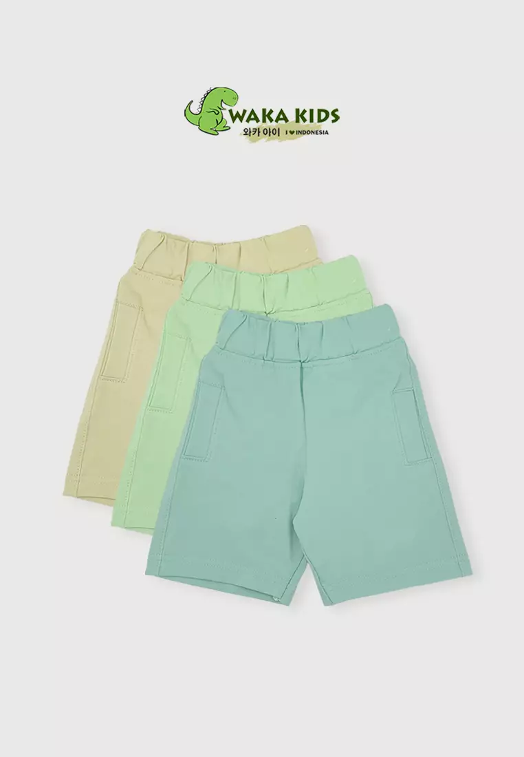 Wakakids Celana Pendek Anak Unisex Polos Basic Short Pants 4370 Vench Cream