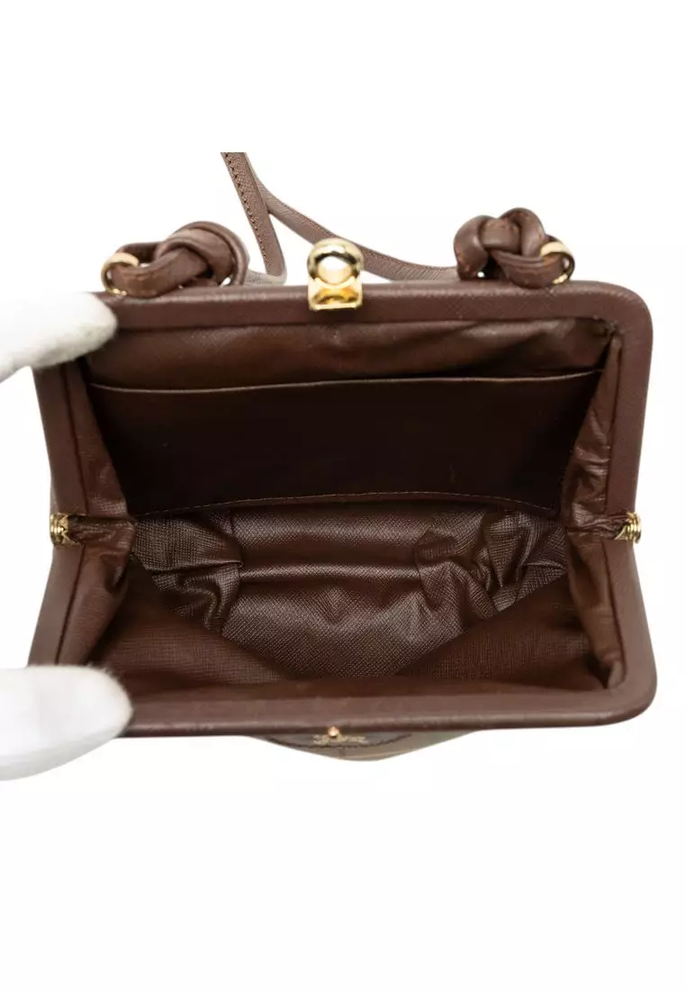 Pre-Loved Burberry Vintage Check Canvas Kiss Lock Crossbody