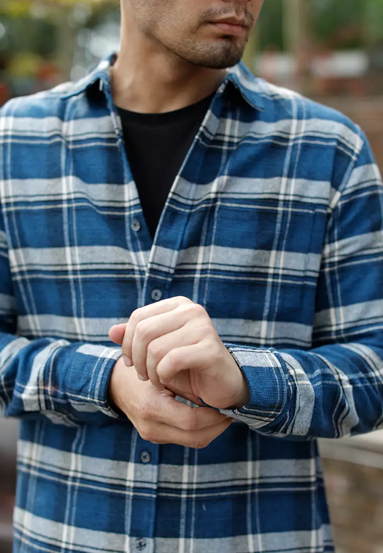 OXCON Extra Comfort Authentic Flannel Shirt Blue Ruby