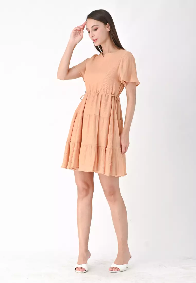 可调节腰围迷你连衣裙