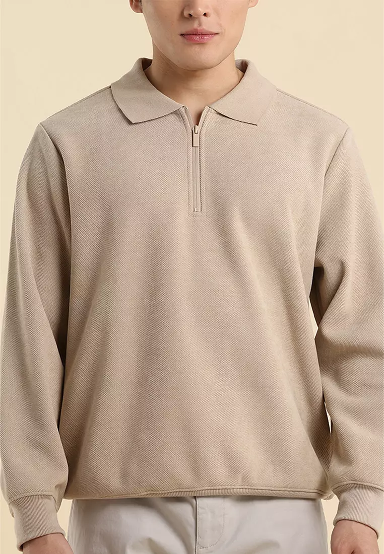 Dress Code Relaxed Textured Half Zip Sweatshirt