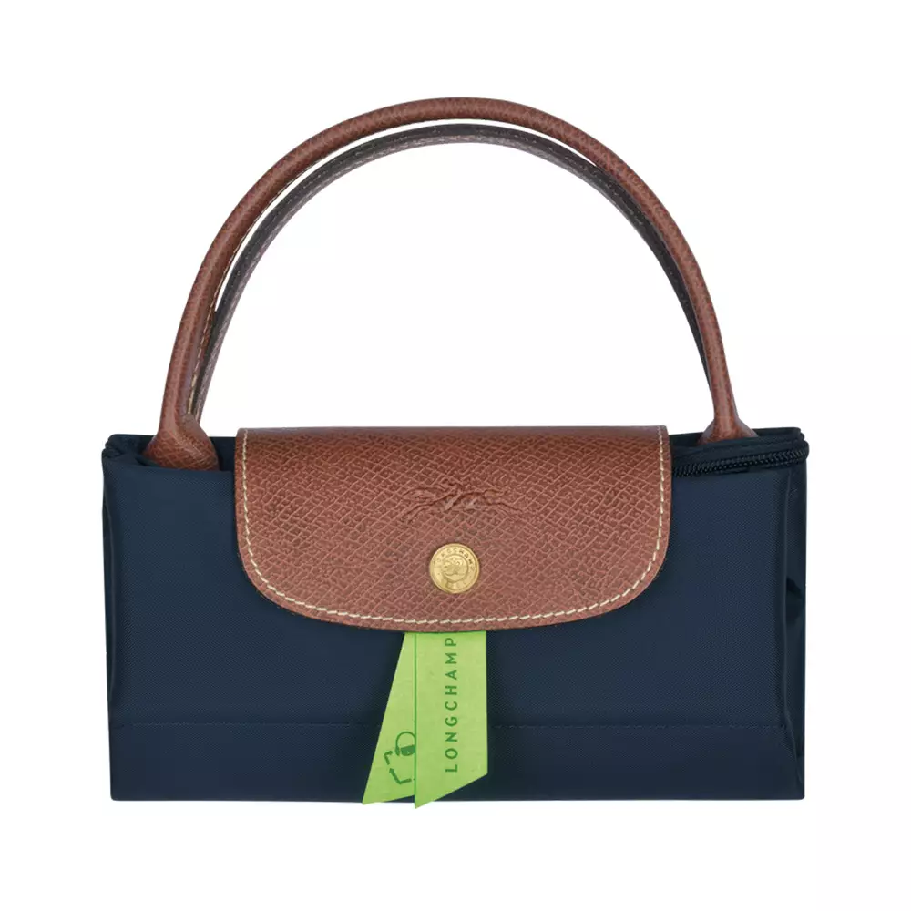 Le Pliage Original Small Top Handle Bag Navy/Brown