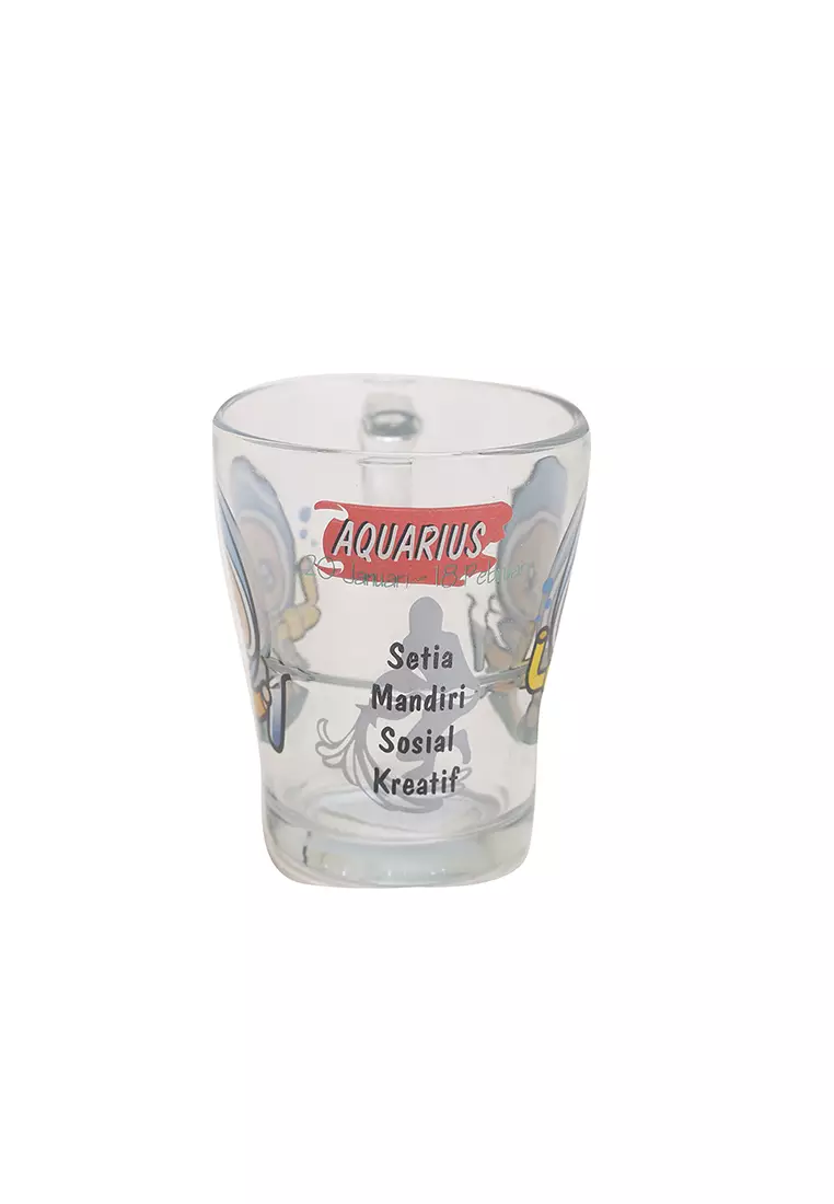 Briliant 1pc Glass Mug S12 Zodiak Sign Style Aquarius