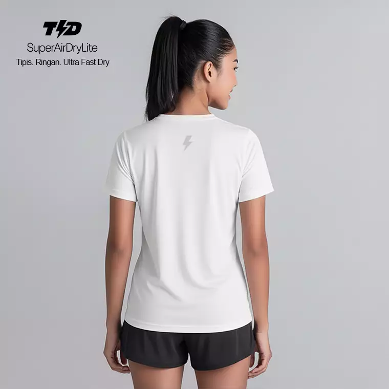 TDACTIVE Kaos Lari Running Tangan Pendek Wanita Superairdrylite - 3lines putih abu muda LSE90
