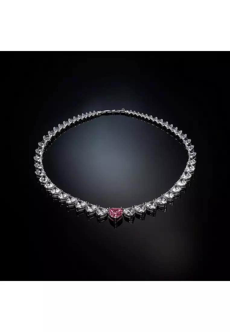 Chiara Ferragni Diamond Heart 38.5+1cm Pink, White Women's Heart Necklace J19AUV02