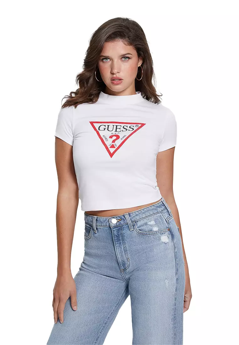 Eco Mock Neck Triangle Logo Top
