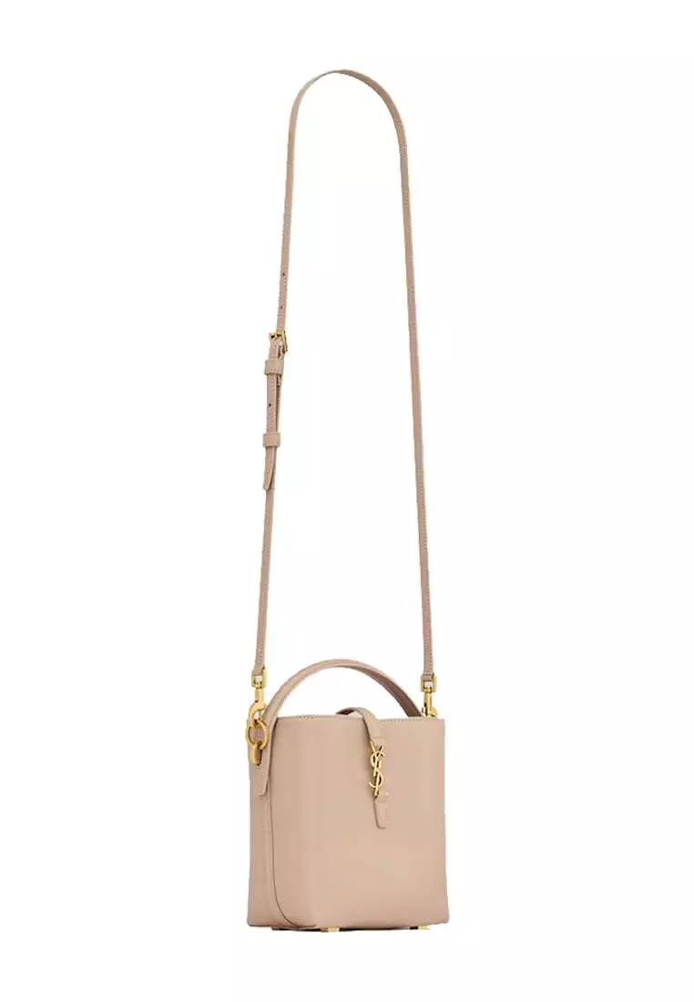 YSL LE 37 Mini Bucket Bag In Shiny Leather Dark Beige 7658702R20W2