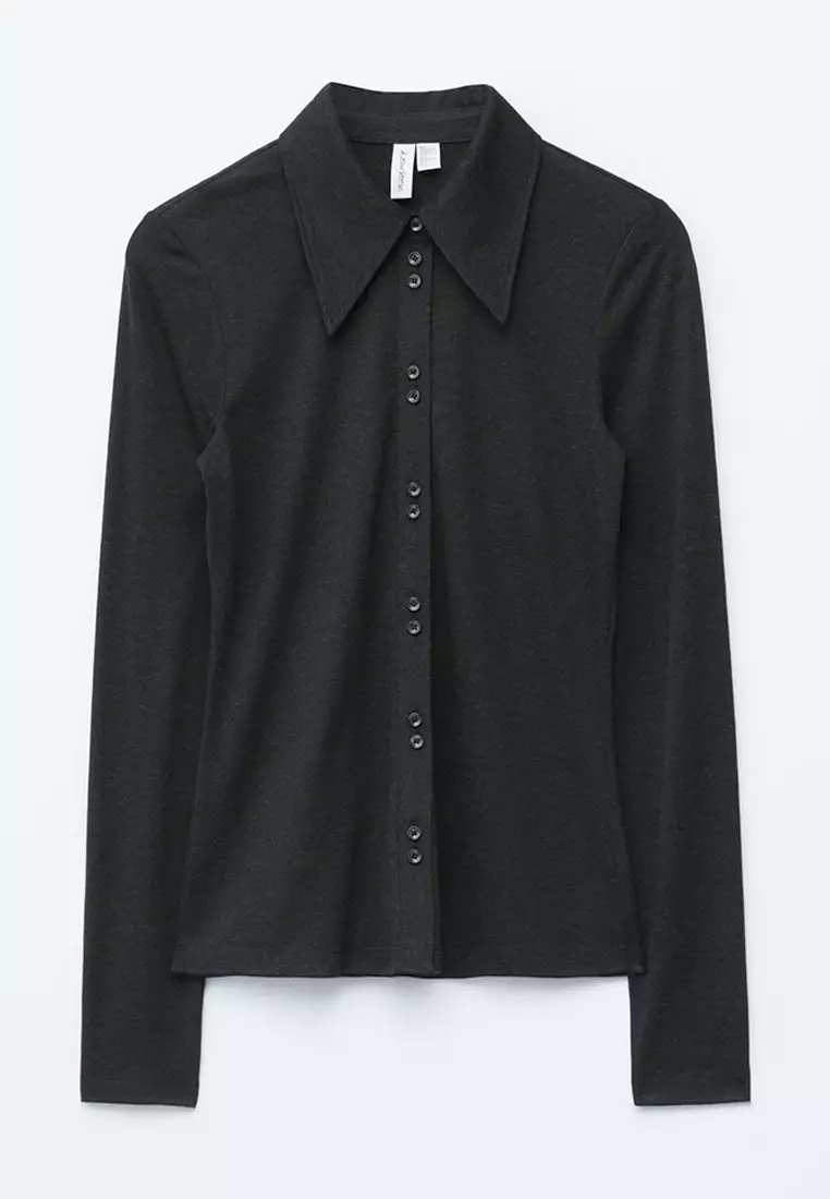 Pointed-Collar Jersey Shirt