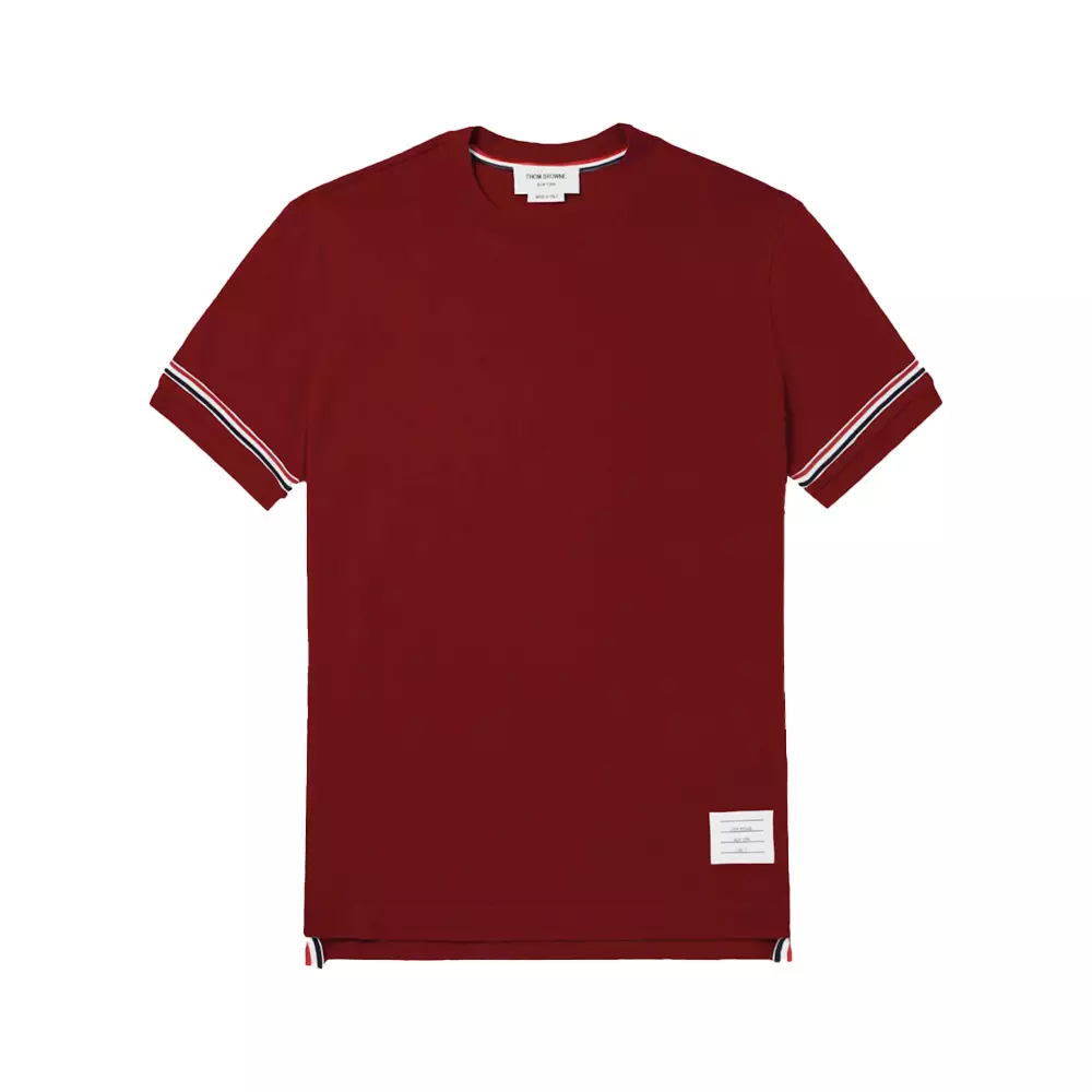 Jual Thom Browne RWB Stripe Knitted Top T-Shirt Red Original 2025