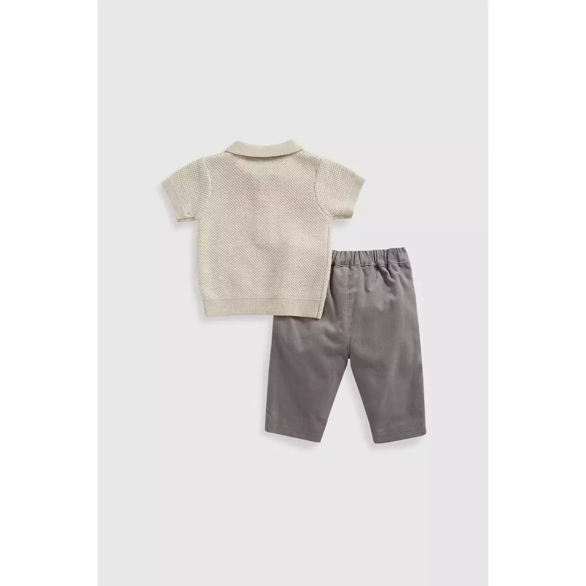 Mothercare Knitted Polo and Cord Trouser Set - Set Pakaian Bayi Laki-laki (Krem)