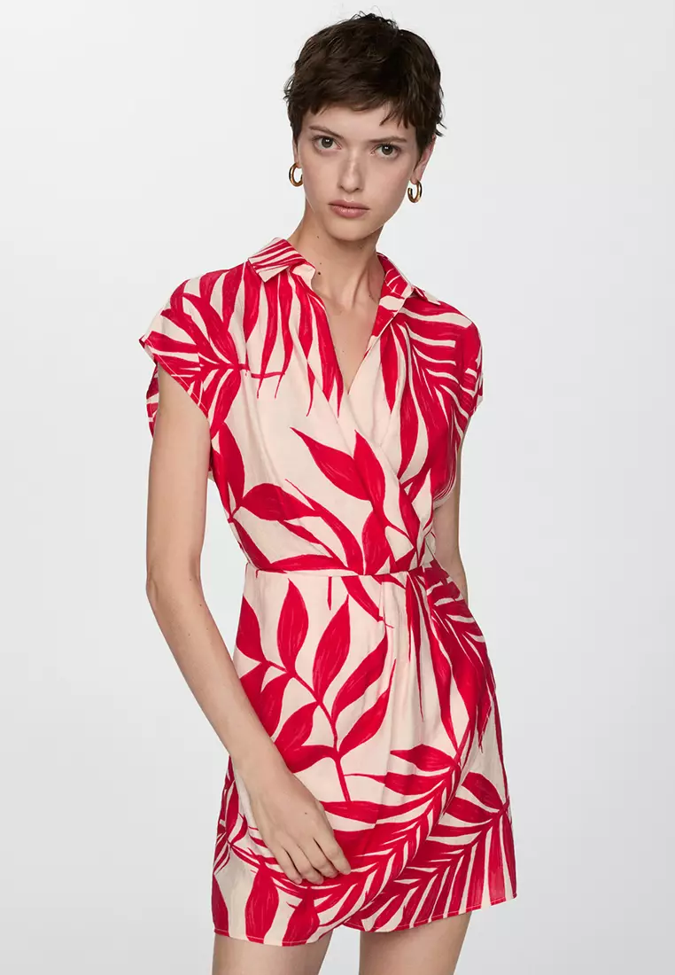 Mango print wrap dress shop