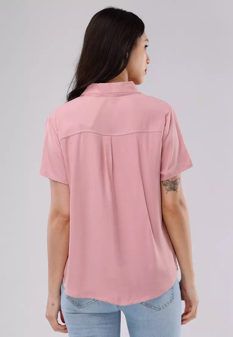 Woven Boldtwill Plain Short Sleeve Blouse