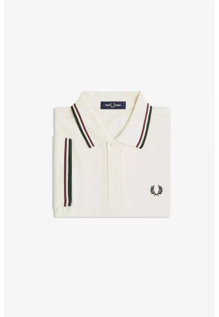 Fred Perry M3600 Twin Tipped Fred Perry Shirt (Ecru / Oxblood / Grassroots)
