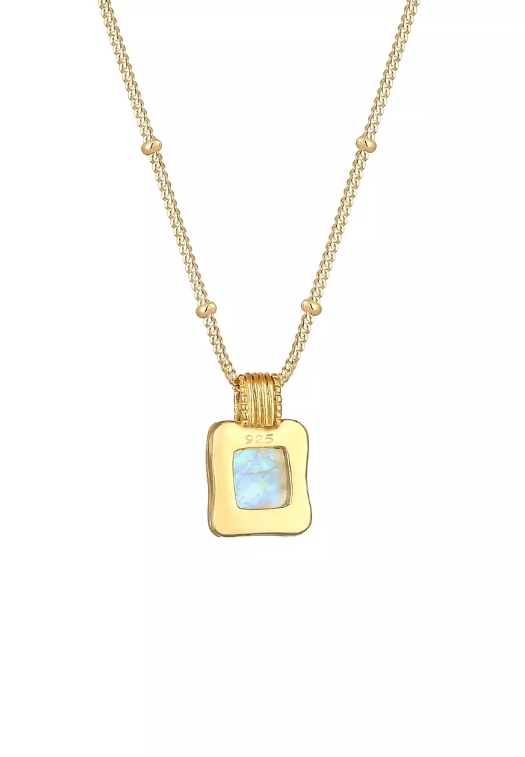 Necklace Stone Pendant Elegant Moonstone Gold Plated