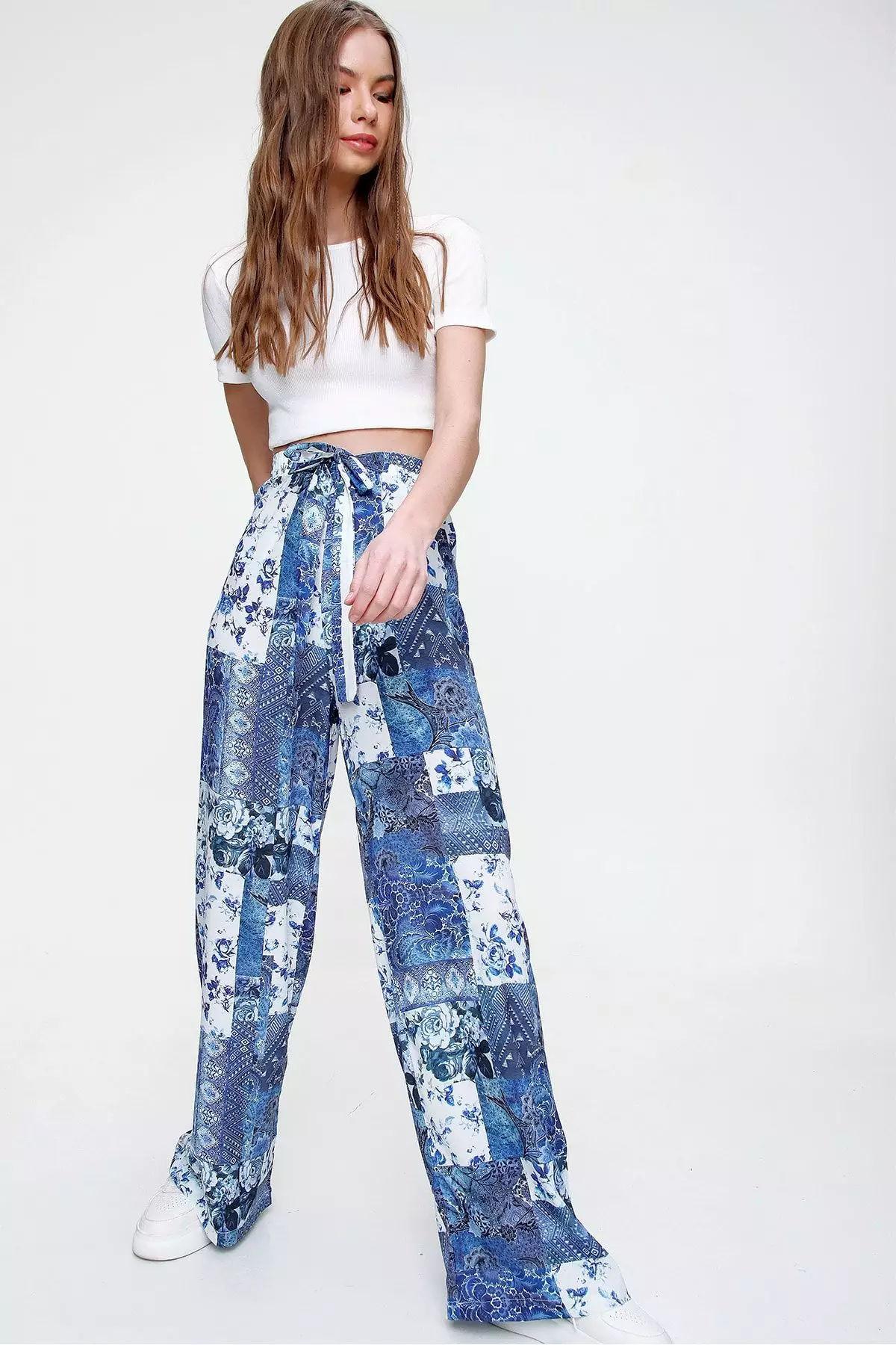 Patterned Casual Cut Trousers