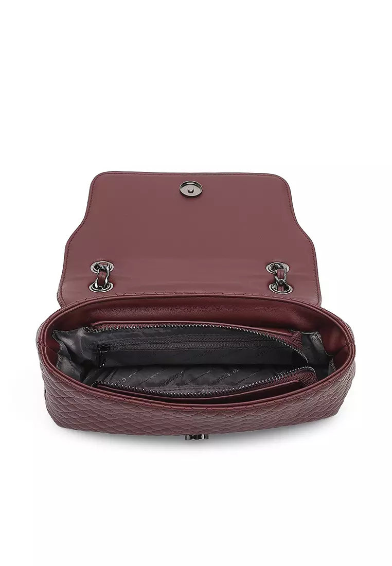 Women's Quilted Sling Bag / Crossbody Bag - Wine Red