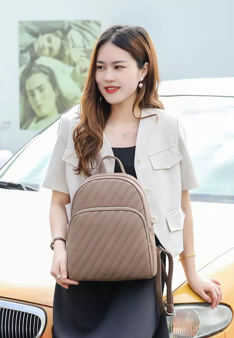 GYKACO LEIKA Khaki - Tas Ransel Wanita - Fashion Backpack (IMPORT)
