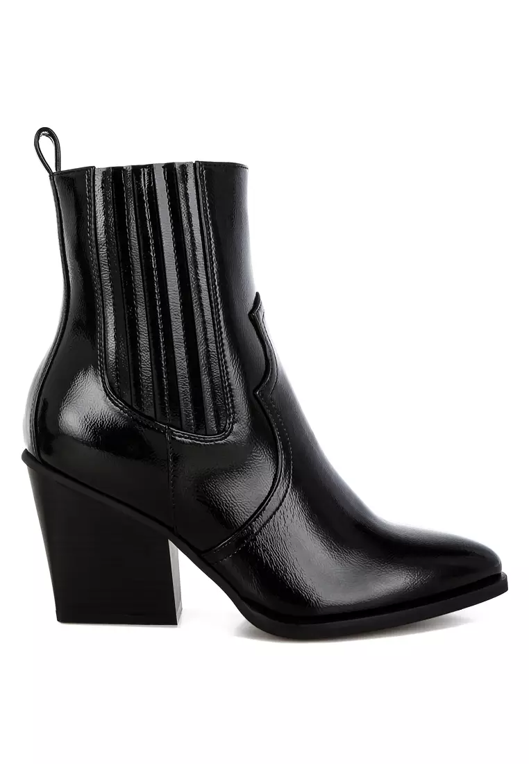 Mango Black Pointed Toe Leather Booties Mango Tobi Ankle Boots