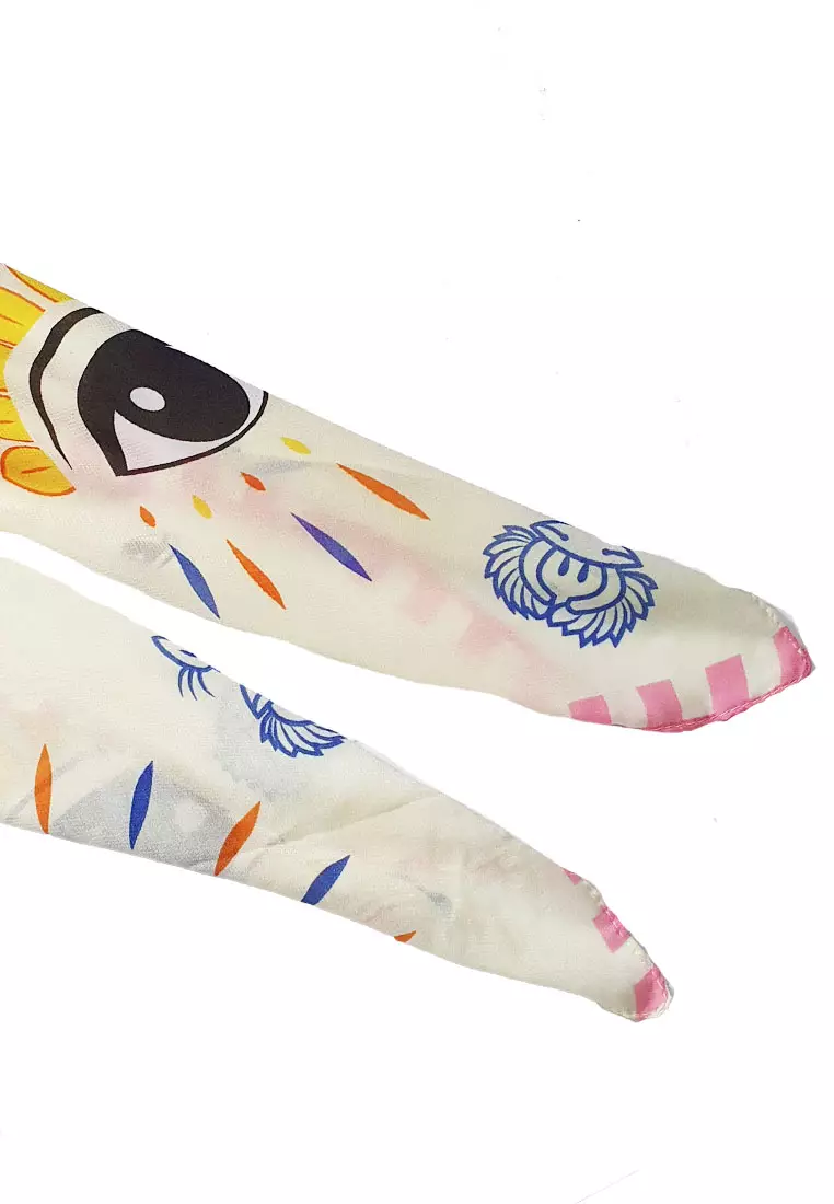 Eyes Poly.-Viscose Scarf Beige