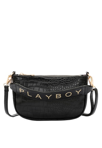 Buy Playboy Bunny Logo Embossed Croc Baguette Bag Online On Zalora